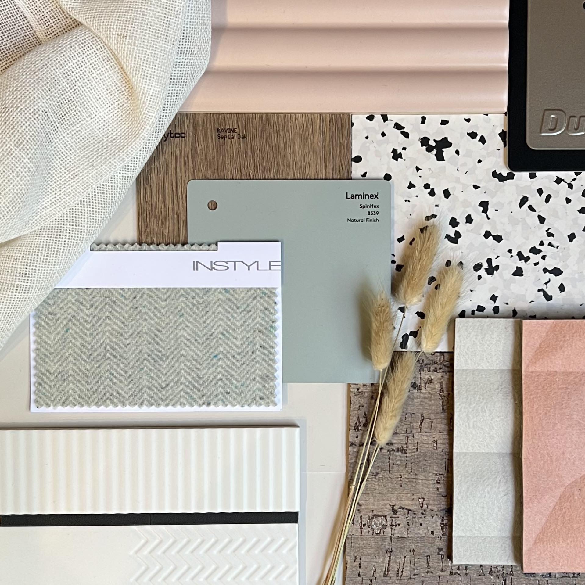 A flatlay of the approved finishes.